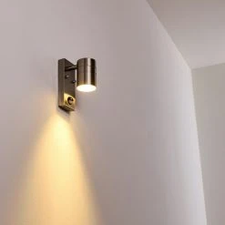 Hofstein Froslev Au&szlig;enwandleuchte LED Chrom, 1-flammig, Bewegungsmelder -Außenleuchten Verkaufe froslev aussenwandleuchte h3339046 do1 9