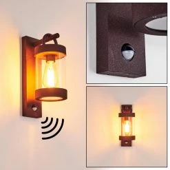 Hofstein Fulham Außenwandleuchte Rostfarben, Braun, 1-flammig, Bewegungsmelder