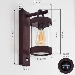 Hofstein Fulham Au&szlig;enwandleuchte Rostfarben, Braun, 1-flammig, Bewegungsmelder -Außenleuchten Verkaufe fulham aussenwandleuchte h3415030 3