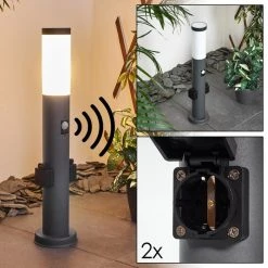 Hofstein Gaborone Wegeleuchte Anthrazit, 1-flammig, Bewegungsmelder