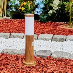 Hofstein Gaborone Wegeleuchte Braun, Holzoptik, 1-flammig, Bewegungsmelder -Außenleuchten Verkaufe gaborone wegeleuchte h3558225 8