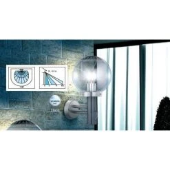 Globo BOWLE II Au&szlig;enlampe Edelstahl, Transparent, Klar, 1-flammig, Bewegungsmelder