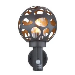 Globo HILARIO Au&szlig;enwandleuchte Anthrazit, 1-flammig, Bewegungsmelder -Außenleuchten Verkaufe globo hilario aussenwandleuchte 31805s 3