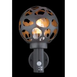 Globo HILARIO Au&szlig;enwandleuchte Anthrazit, 1-flammig, Bewegungsmelder -Außenleuchten Verkaufe globo hilario aussenwandleuchte 31805s 4