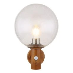 Globo OSSY Au&szlig;enwandleuchte Edelstahl, Holzoptik, 1-flammig, Bewegungsmelder -Außenleuchten Verkaufe globo ossy aussenwandleuchte 31860ws 2