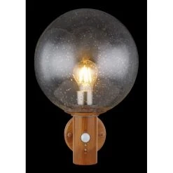Globo OSSY Au&szlig;enwandleuchte Edelstahl, Holzoptik, 1-flammig, Bewegungsmelder -Außenleuchten Verkaufe globo ossy aussenwandleuchte 31860ws 3