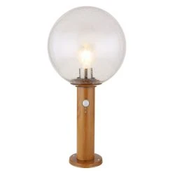 Globo OSSY Wegeleuchte Holzoptik, 1-flammig, Bewegungsmelder