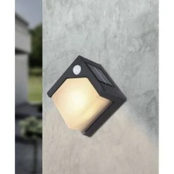 Globo Solar Au&szlig;enwandleuchte LED Schwarz, 8-flammig, Bewegungsmelder