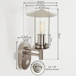 Hofstein Gray Au&szlig;enwandleuchte Edelstahl, 1-flammig, Bewegungsmelder -Außenleuchten Verkaufe gray aussenwandleuchte h3597170 3