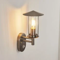 Hofstein Gray Au&szlig;enwandleuchte Edelstahl, 1-flammig, Bewegungsmelder -Außenleuchten Verkaufe gray aussenwandleuchte h3597170 9