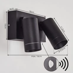 Hofstein Hakamken Au&szlig;enwandleuchte Schwarz, 2-flammig, Bewegungsmelder -Außenleuchten Verkaufe hakamken aussenwandleuchte h3548080 3