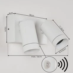 Hofstein Hakamken Au&szlig;enwandleuchte Wei&szlig;, 2-flammig, Bewegungsmelder -Außenleuchten Verkaufe hakamken aussenwandleuchte h3548103 3