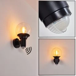 Hofstein Hurstbourne Au&szlig;enwandleuchte Schwarz, 1-flammig, Bewegungsmelder