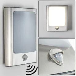 Hofstein Kimola Aussenwandleuchte LED Nickel-Matt, 1-flammig, Bewegungsmelder