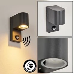 Hofstein Kingstown Au&szlig;enwandleuchte Anthrazit, Transparent, Klar, 1-flammig, Bewegungsmelder