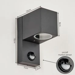 Hofstein Kingstown Au&szlig;enwandleuchte Anthrazit, Transparent, Klar, 1-flammig, Bewegungsmelder -Außenleuchten Verkaufe kingstown aussenwandleuchte h3611449 3