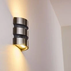 Hofstein Kolding Au&szlig;enwandleuchte LED Schwarz, Edelstahl, 1-flammig, Bewegungsmelder -Außenleuchten Verkaufe kolding aussenwandleuchte h3305966 2