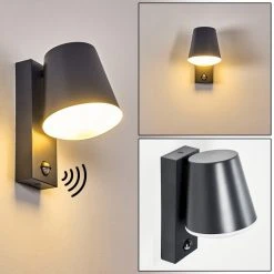 Hofstein Komata Au&szlig;enwandleuchte Anthrazit, 1-flammig, Bewegungsmelder