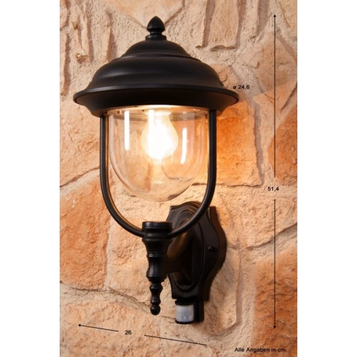 Konstsmide Leuchten Konstsmide PARMA Außenwandleuchte Schwarz, Transparent, Klar, 1-flammig, Bewegungsmelder 1 Konstsmide Leuchten Konstsmide PARMA Außenwandleuchte Schwarz, Transparent, Klar, 1-flammig, Bewegungsmelder