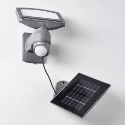 Hofstein Larvik Solar-Au&szlig;enwandleuchte LED Grau, 1-flammig, Bewegungsmelder -Außenleuchten Verkaufe larvik solar aussenwandleuchte h3303900 do1 8