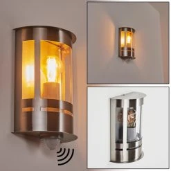 Hofstein Lauvdal Außenwandleuchte Edelstahl, 1-flammig, Bewegungsmelder