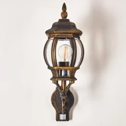 Hofstein Lentua Au&szlig;enwandleuchte Braun, Gold, 1-flammig, Bewegungsmelder -Außenleuchten Verkaufe lentua aussenwandleuchte h3012437 do2 12