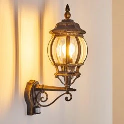 Hofstein Lentua Au&szlig;enwandleuchte Braun, Gold, 1-flammig, Bewegungsmelder -Außenleuchten Verkaufe lentua aussenwandleuchte h3012437 do2 14