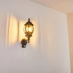 Hofstein Lentua Au&szlig;enwandleuchte Braun, Gold, 1-flammig, Bewegungsmelder -Außenleuchten Verkaufe lentua aussenwandleuchte h3012437 do2 15