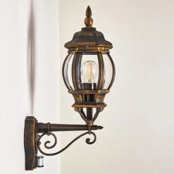 Hofstein Lentua Au&szlig;enwandleuchte Braun, Gold, 1-flammig, Bewegungsmelder -Außenleuchten Verkaufe lentua aussenwandleuchte h3012437 do2 16