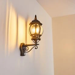 Hofstein Lentua Au&szlig;enwandleuchte Braun, Gold, 1-flammig, Bewegungsmelder -Außenleuchten Verkaufe lentua aussenwandleuchte h3012437 do2 18