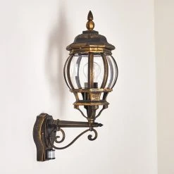 Hofstein Lentua Au&szlig;enwandleuchte Braun, Gold, 1-flammig, Bewegungsmelder -Außenleuchten Verkaufe lentua aussenwandleuchte h3012437 do2 19