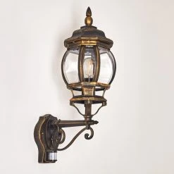 Hofstein Lentua Au&szlig;enwandleuchte Braun, Gold, 1-flammig, Bewegungsmelder -Außenleuchten Verkaufe lentua aussenwandleuchte h3012437 do2 24