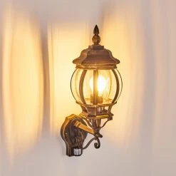 Hofstein Lentua Au&szlig;enwandleuchte Braun, Gold, 1-flammig, Bewegungsmelder -Außenleuchten Verkaufe lentua aussenwandleuchte h3012437 do2 3