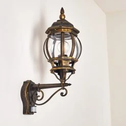 Hofstein Lentua Au&szlig;enwandleuchte Braun, Gold, 1-flammig, Bewegungsmelder -Außenleuchten Verkaufe lentua aussenwandleuchte h3012437 do2 5