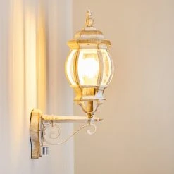 Hofstein Lentua Au&szlig;enwandleuchte Wei&szlig;, Gold, 1-flammig, Bewegungsmelder -Außenleuchten Verkaufe lentua aussenwandleuchte h3012444 do2 11