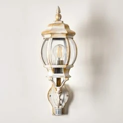 Hofstein Lentua Au&szlig;enwandleuchte Wei&szlig;, Gold, 1-flammig, Bewegungsmelder -Außenleuchten Verkaufe lentua aussenwandleuchte h3012444 do2 12