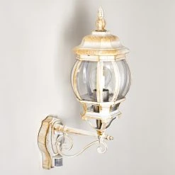 Hofstein Lentua Au&szlig;enwandleuchte Wei&szlig;, Gold, 1-flammig, Bewegungsmelder -Außenleuchten Verkaufe lentua aussenwandleuchte h3012444 do2 17