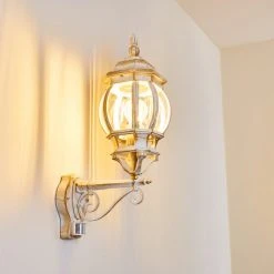 Hofstein Lentua Au&szlig;enwandleuchte Wei&szlig;, Gold, 1-flammig, Bewegungsmelder -Außenleuchten Verkaufe lentua aussenwandleuchte h3012444 do2 2