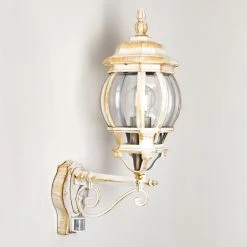 Hofstein Lentua Au&szlig;enwandleuchte Wei&szlig;, Gold, 1-flammig, Bewegungsmelder -Außenleuchten Verkaufe lentua aussenwandleuchte h3012444 do2 20