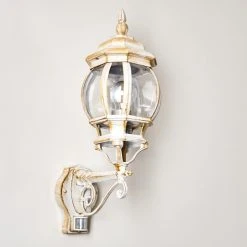 Hofstein Lentua Au&szlig;enwandleuchte Wei&szlig;, Gold, 1-flammig, Bewegungsmelder -Außenleuchten Verkaufe lentua aussenwandleuchte h3012444 do2 4