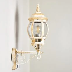 Hofstein Lentua Au&szlig;enwandleuchte Wei&szlig;, Gold, 1-flammig, Bewegungsmelder -Außenleuchten Verkaufe lentua aussenwandleuchte h3012444 do2 5