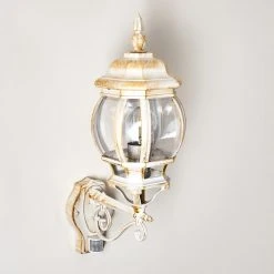 Hofstein Lentua Au&szlig;enwandleuchte Wei&szlig;, Gold, 1-flammig, Bewegungsmelder -Außenleuchten Verkaufe lentua aussenwandleuchte h3012444 do2 8