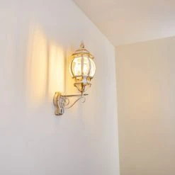 Hofstein Lentua Au&szlig;enwandleuchte Wei&szlig;, Gold, 1-flammig, Bewegungsmelder -Außenleuchten Verkaufe lentua aussenwandleuchte h3012444 do2 9