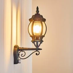 Hofstein Lentua Au&szlig;enwandleuchte Schwarz, Gr&uuml;n, 1-flammig, Bewegungsmelder -Außenleuchten Verkaufe lentua aussenwandleuchte h3012451 do2 11