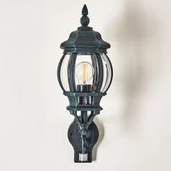 Hofstein Lentua Au&szlig;enwandleuchte Schwarz, Gr&uuml;n, 1-flammig, Bewegungsmelder -Außenleuchten Verkaufe lentua aussenwandleuchte h3012451 do2 12