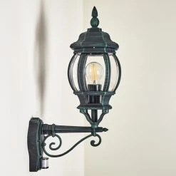 Hofstein Lentua Au&szlig;enwandleuchte Schwarz, Gr&uuml;n, 1-flammig, Bewegungsmelder -Außenleuchten Verkaufe lentua aussenwandleuchte h3012451 do2 5