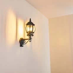 Hofstein Lentua Au&szlig;enwandleuchte Schwarz, Gr&uuml;n, 1-flammig, Bewegungsmelder -Außenleuchten Verkaufe lentua aussenwandleuchte h3012451 do2 9