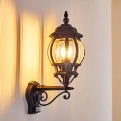 Hofstein Lentua Au&szlig;enwandleuchte Schwarz, 1-flammig, Bewegungsmelder -Außenleuchten Verkaufe lentua aussenwandleuchte h3012468 do2 16