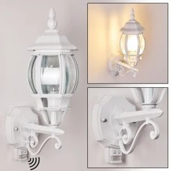 Hofstein Lentua Au&szlig;enwandleuchte Wei&szlig;, 1-flammig, Bewegungsmelder