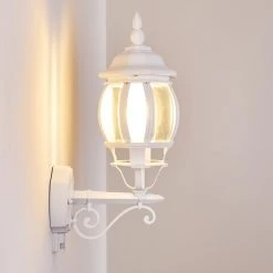 Hofstein Lentua Au&szlig;enwandleuchte Wei&szlig;, 1-flammig, Bewegungsmelder -Außenleuchten Verkaufe lentua aussenwandleuchte h3075593 do1 10